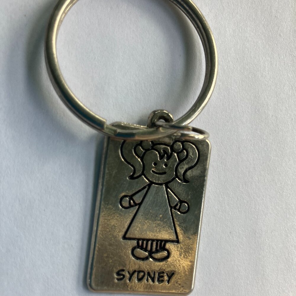 SYDNEY Charm Silver Tone 1.5" Pendant  Keychain Jewelry Line Drawing - Picture 4 of 9